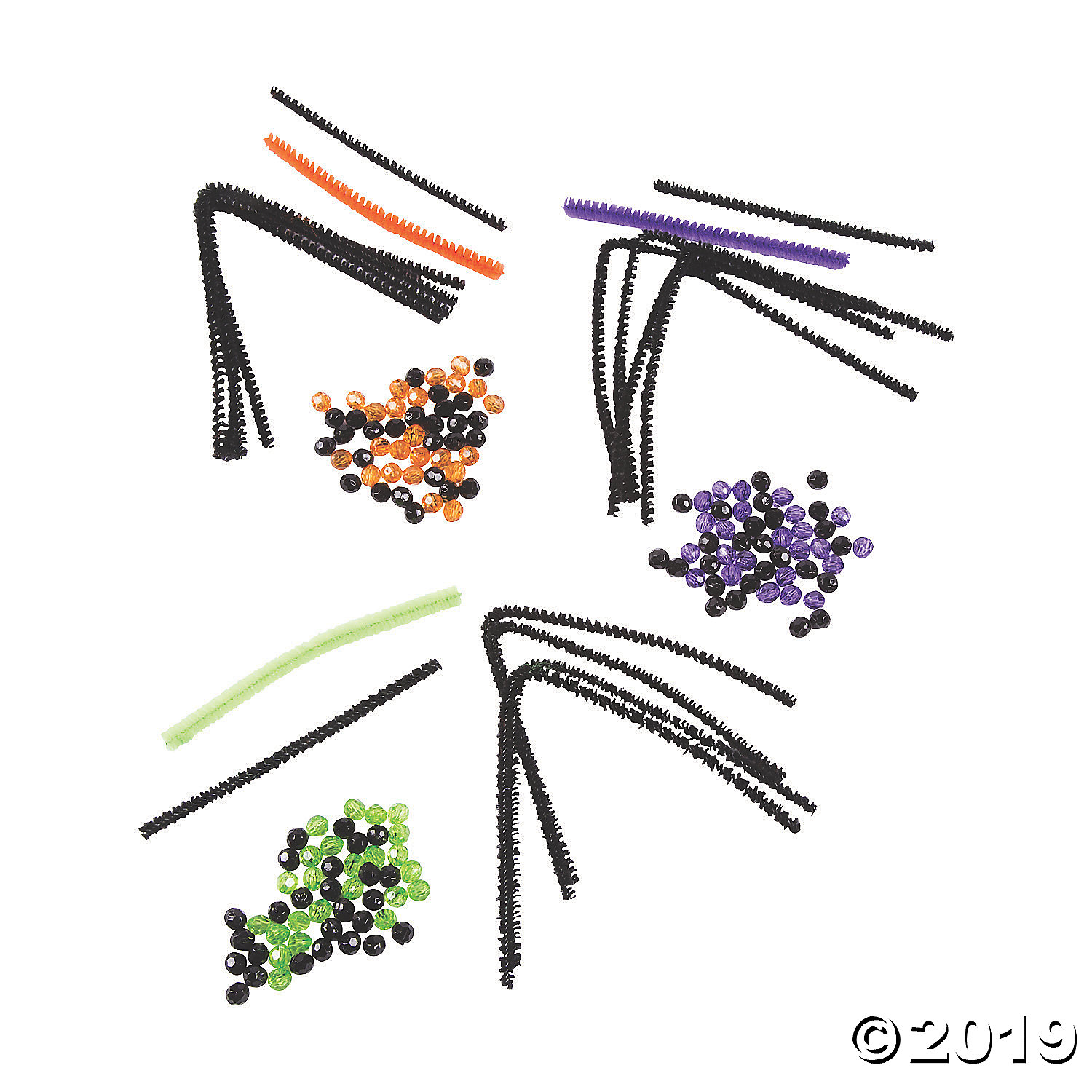 Beaded Halloween Spider Ring Craft Kit-12Pk